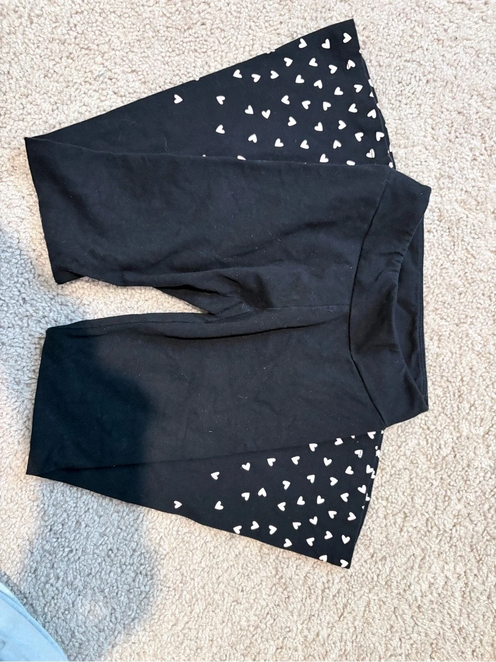 Cat & Jack Black Flare Leggings with White Heart Print